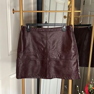 Faux Leather Maroon Mini Skirt